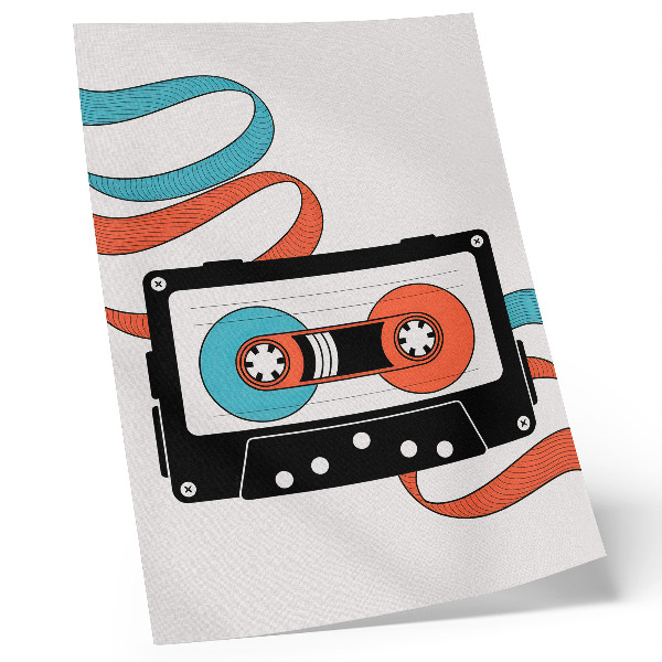 Póster Cassette de estilo pop art retro con coloridos diseños.