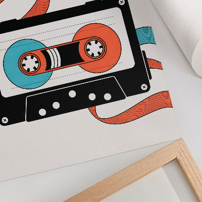 Póster Cassette de estilo pop art retro con coloridos diseños.