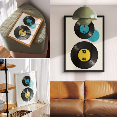 Lámina artística de alta calidad Discos de vinilo modernos amarillo turquesa