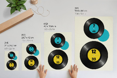 Lámina artística de alta calidad Discos de vinilo modernos amarillo turquesa