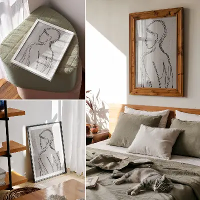 Lienzo decorativo moderno con diseño de líneas delicadas en tonos grises que aportan calma y elegancia