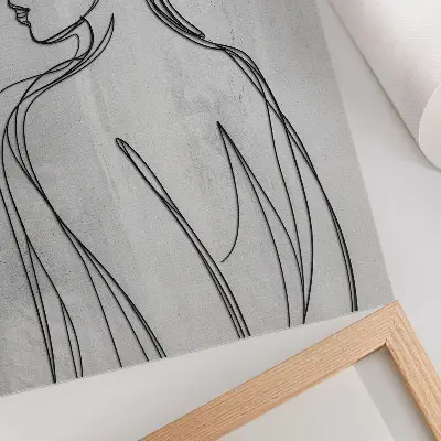 Lienzo decorativo moderno con diseño de líneas delicadas en tonos grises que aportan calma y elegancia