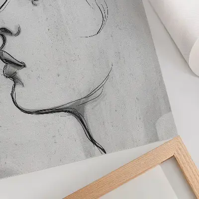 Póster con diseño de boceto moderno minimalista de contorno facial