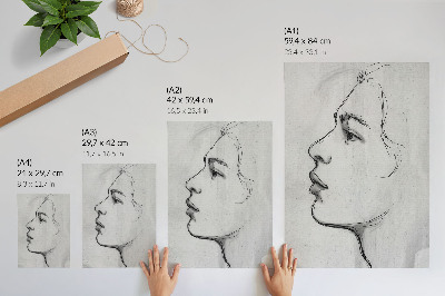 Póster Boceto moderno minimalista del contorno facial