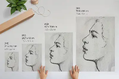 Póster con diseño de boceto moderno minimalista de contorno facial
