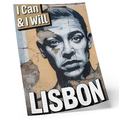Lienzo decorativo moderno Diseño de estilo urbano con un rostro y una inscripción motivadora.