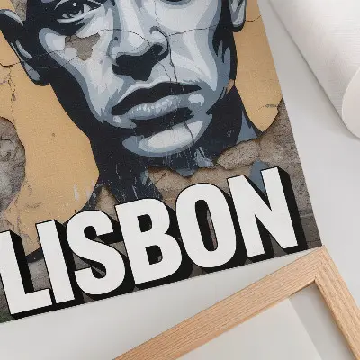 Lienzo decorativo moderno diseño de estilo urbano con rostro e inscripción motivadora