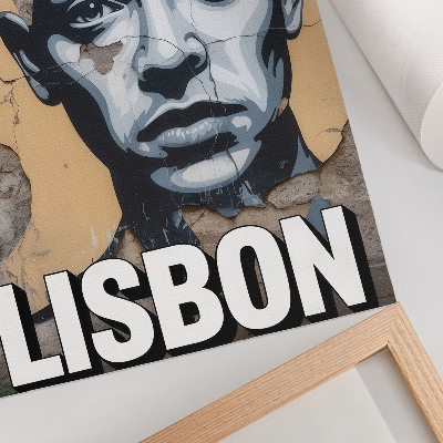Lienzo decorativo moderno Diseño de estilo urbano con un rostro y una inscripción motivadora.
