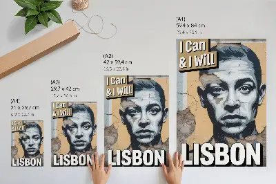 Lienzo decorativo moderno diseño de estilo urbano con rostro e inscripción motivadora