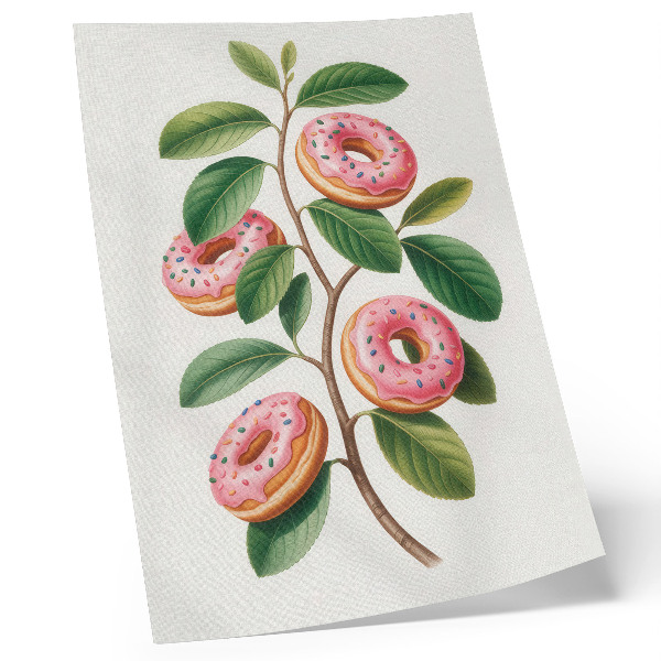 Póster capullos rosas hojas verdes ramita humorístico