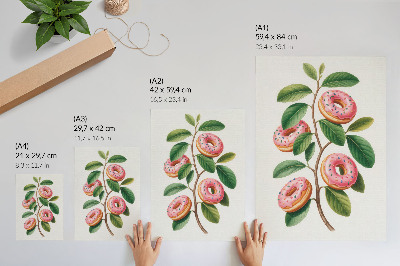 Póster capullos rosas hojas verdes ramita humorístico
