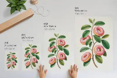 Póster de capullos de rosas con hojas verdes y ramita humorístico