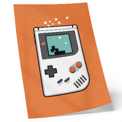 Lienzo decorativo moderno Pantalla pixelada de consola retro con fondo naranja