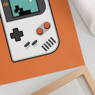 Lienzo decorativo moderno Pantalla pixelada de consola retro con fondo naranja