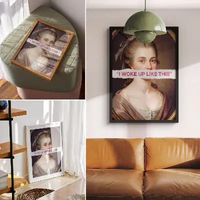 Póster retrato de una mujer con tipografía clásica