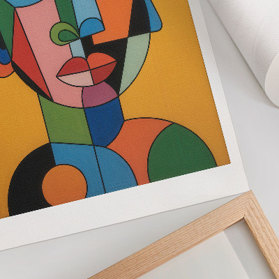 Póster con colores saturados Retrato geométrico con colores vibrantes y estilo moderno.