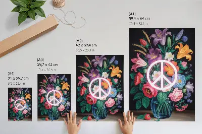 Lienzo decorativo moderno con un colorido ramo de flores como símbolo de paz