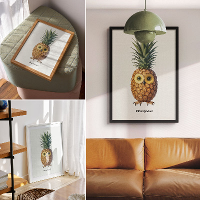 Póster Una combinación fantasiosa de piña y búho.