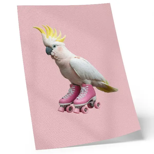 Lienzo decorativo moderno un loro sobre patines en colores pastel