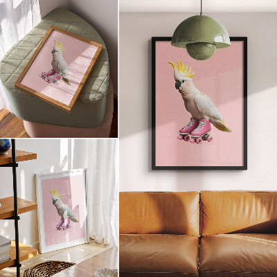 Lienzo decorativo moderno Un loro sobre patines, colores pastel, modernidad.
