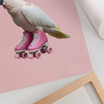 Lienzo decorativo moderno Un loro sobre patines, colores pastel, modernidad.