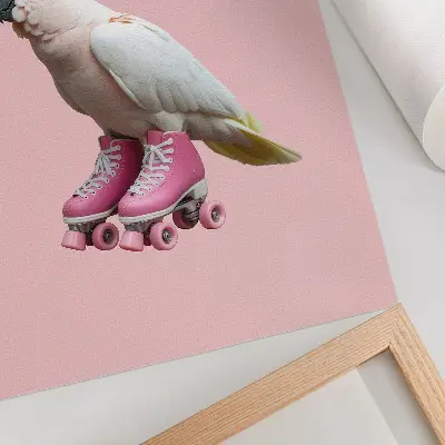 Lienzo decorativo moderno un loro sobre patines en colores pastel
