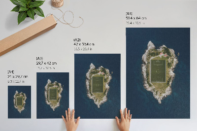 Lienzo decorativo moderno Un lugar para acampar en una isla rodeada por un mar turquesa.