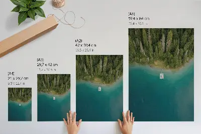 Lámina artística de alta calidad puente sobre el lago en el bosque con tonos verdes y azulados