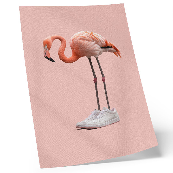 Póster Zapatillas deportivas rosa flamenco sobre fondo rosa