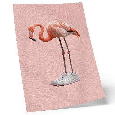 Póster Zapatillas deportivas rosa flamenco sobre fondo rosa