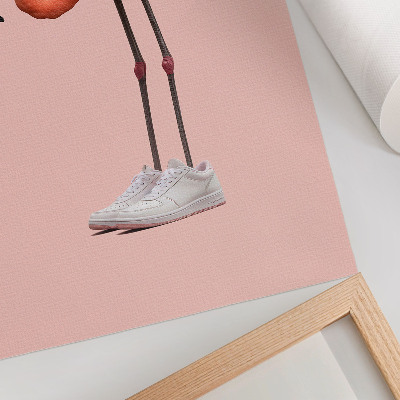 Póster Zapatillas deportivas rosa flamenco sobre fondo rosa