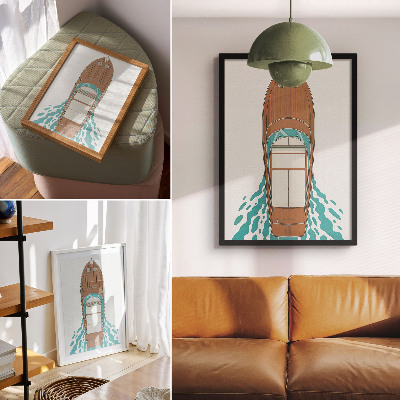 Lienzo decorativo moderno La elegancia de un yate, líneas, simetría, minimalismo.