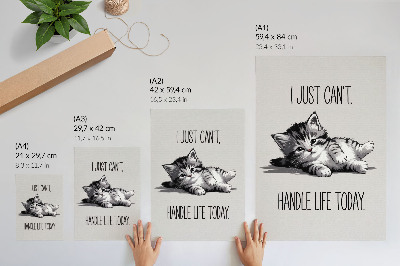 Póster Un gatito sobre un fondo gris en un estilo minimalista.