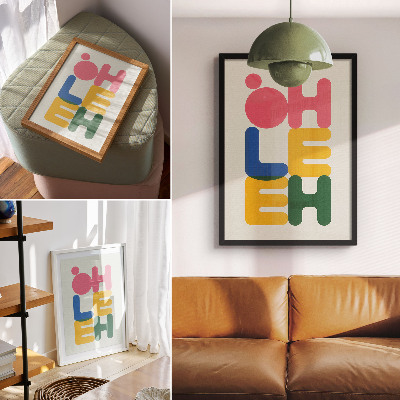 Lámina artística de alta calidad Letras geométricas en colores vivos