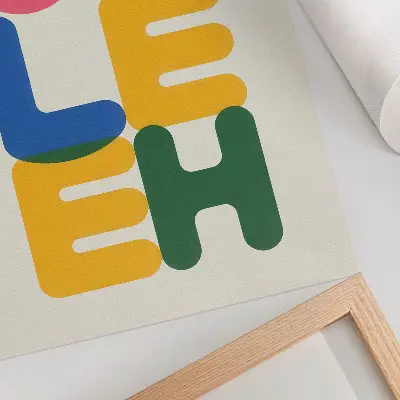Lámina artística de alta calidad diseño de letras geométricas en colores vivos