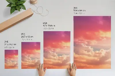 Lienzo decorativo moderno con diseño de nubes en tonos pastel y puesta de sol tranquila
