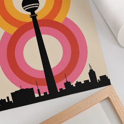 Lienzo decorativo moderno Torre de ambiente retro, círculo de anillos coloridos