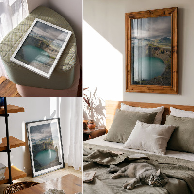 Lienzo decorativo moderno Lago turquesa, montañas, hermosas nubes