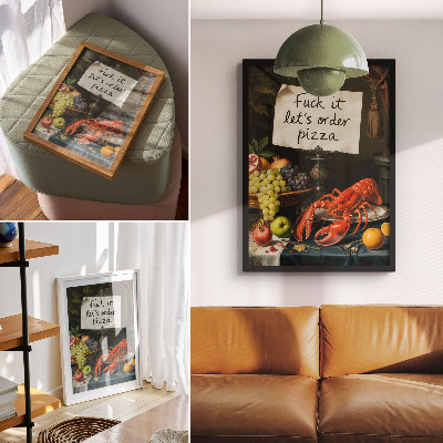 Lienzo decorativo moderno con colores eclécticos e inscripción humorística de langosta