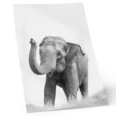 Lámina artística de alta calidad un elefante monocromático con la trompa levantada
