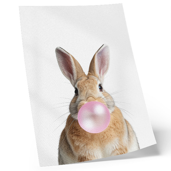 Póster con colores saturados Conejos, animales, chicle rosa