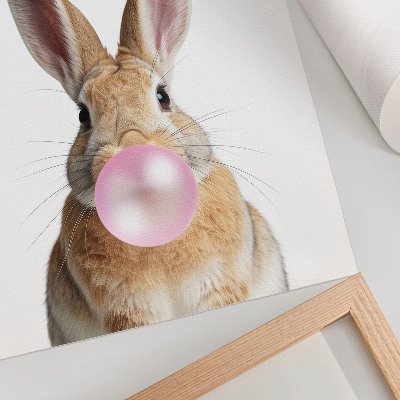 Póster con colores saturados Conejos, animales, chicle rosa
