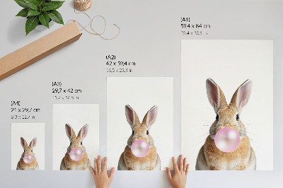 Póster con colores saturados Conejos, animales, chicle rosa