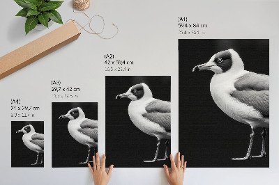 Lienzo decorativo moderno con diseño minimalista de pájaro en blanco y negro