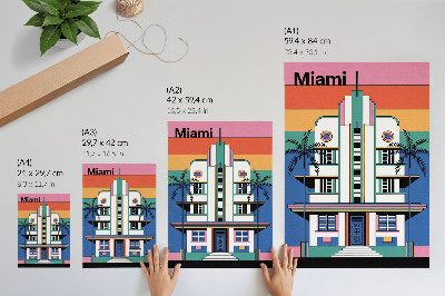 Lienzo decorativo moderno Colores tropicales art déco palmeras energía Miami