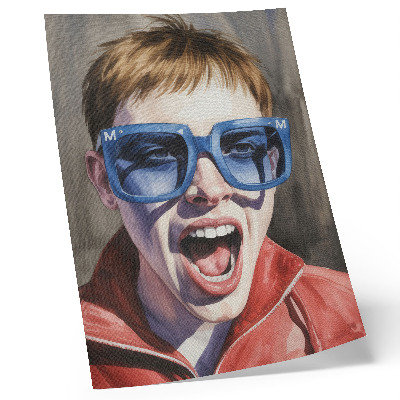 Lámina artística de alta calidad Retrato de una persona con gafas, colores vivos, emociones