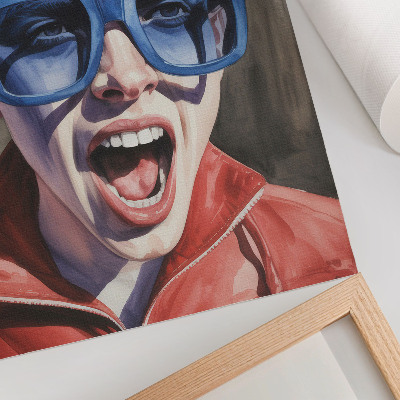 Lámina artística de alta calidad Retrato de una persona con gafas, colores vivos, emociones