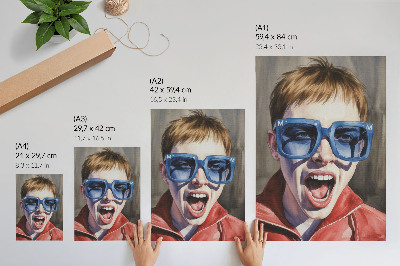 Lámina artística de alta calidad Retrato de una persona con gafas, colores vivos, emociones