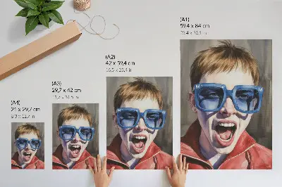 Lámina artística retrato de una persona con gafas y colores vivos