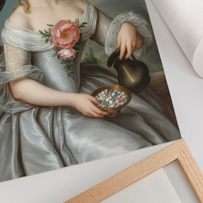 Lienzo decorativo moderno retrato de una mujer con un águila sobre un fondo natural